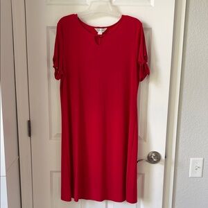 Christopher & Banks Red Knit Dress with Keyhole Neck